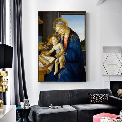 Sandro Botticelli-The Virgin and Child Canvas Paintings On The Wall The Madonna of the Book Famous Paintings Reproduction Decor