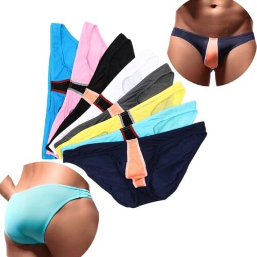 Sexy Mens Underwear Low Rise Underpants Bikini Briefs Penis Pouch Ice Silk Male Slip Homme Panties Mens Briefs Soft Comfortable