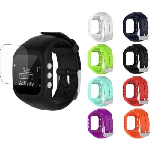 Replacement Silicone Watchband Wrist Band Watch Strap + Screen Protector Shield Film For Polar A300 Accessories