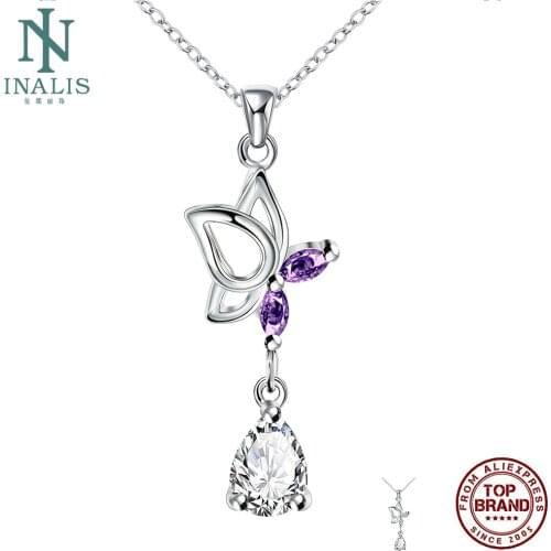INALIS Stylish Elegant Necklaces For Women Charms Butterfly Love Pendant Necklace Tin Alloy Delicate Fashion Jewelry New Arrival