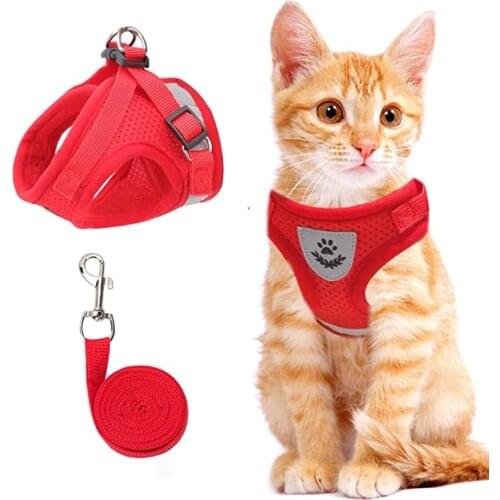 Reflective Pet Dog Harness Leash Set Breathable Adjustable Mesh Harnesses Vest Puppy Chest Strap Outdoor Walking Pets Supplies