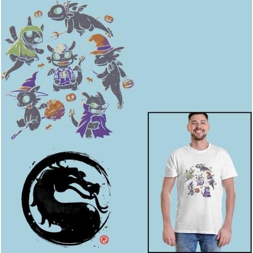 Dragon Magic Witch Hat Thermal Stickers Heat-sensitive patches Heat Transfer PVC Patch Applique Iron On Transfer