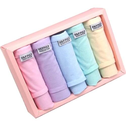 5Pcs Womens Cotton Panties Female Cotton Briefs Womens Candy Color Solid Color Ladies Briefs Seamless Simple Womens Underwear