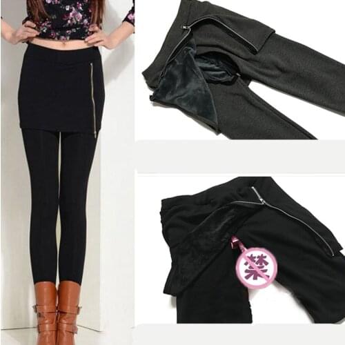 Outdoor Sex Skirt Pants Womens Clothes Open Crotch Zipper Sexy Trousers Exotic Spring Autumn Winter Tights Leggings Laggings
