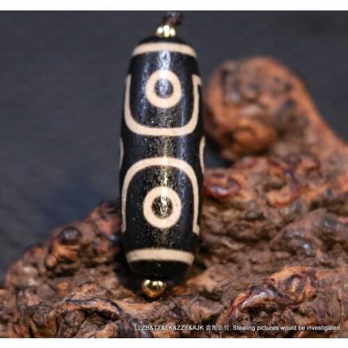 Magic Power Tibetan Old Agate 6 eye dZi Bead Amulet Pendant 40mmTimestown