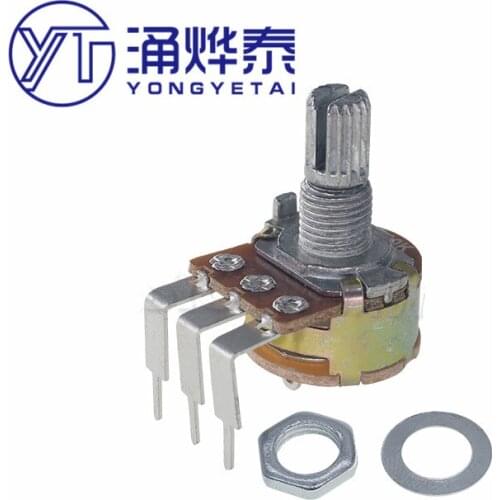 YYT 5PCS WH148 curved Pin single belt switch B5K B10K 50K 100K 500K 15MM adjustable potentiometer