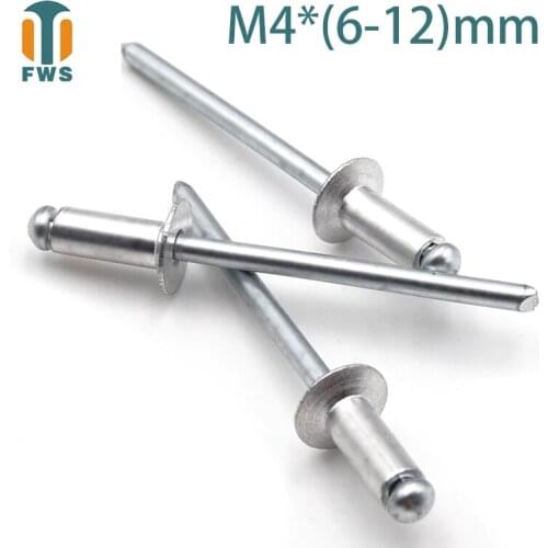 10PCS M4 Multi Size Aluminium Open End Countersunk Head Break Mandrel Blind Rivet Nail Pop Rivets for Furniture Car Aircraft