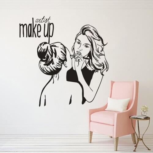 Women Make Up Wall Decal Beauty Salon Decor Make Up Artist Quote Wall Sticker Vinyl Cosmetic Shop Window Vinyl Stickers AZ042