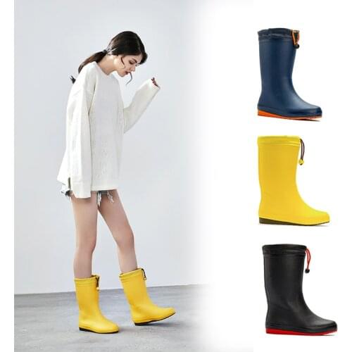 Rain Boots Womens Fashion Shoes Adult Non-slip Waterproof Long Rubber Boots Womens High Summer Boots Size 35-40