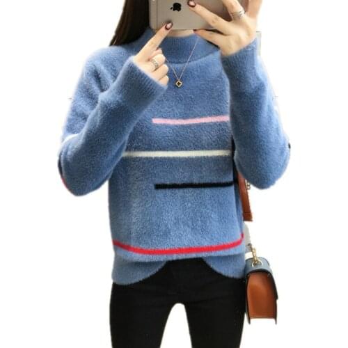 2019 Autumn Winter New Women Turtleneck Sweater And Pullover Knitted Sweater Long Sleeve Casual Female Jumper Pull Femme R904