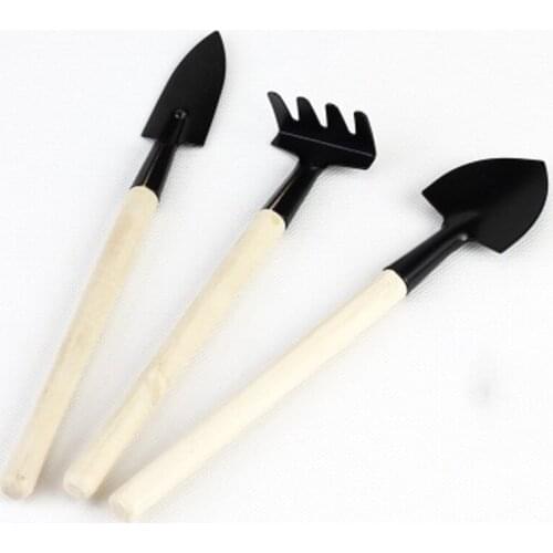 ZOCDOU 3 Pieces Garden Mini Flower DIY Metal Tool Spade Shovel Scoop Rake Model Small Statue Figurine Crafts Ornament Miniatures
