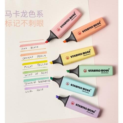 1/6PCS Germany Stabilo BOSS Macarons Highlighter Large-capacity Light-colored Colorful Highlighter Light Marker Glitter Marker