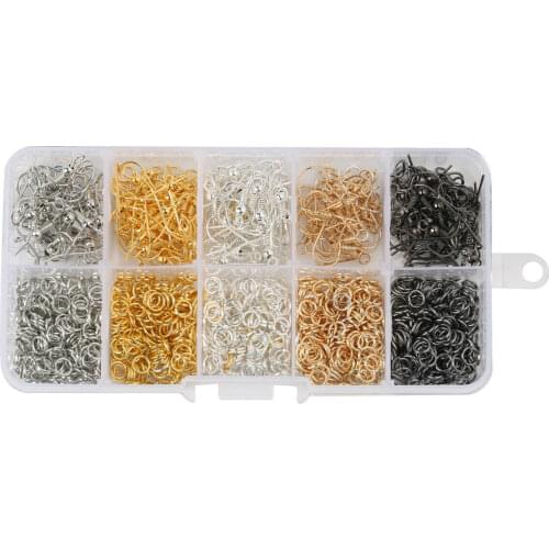 1 Box 150pcs Mixed Color Earring Hooks 1000pcs Mixed Jump Rings Jewelry Findings Jewlery Making Supplies