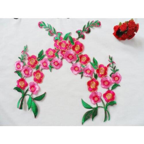 11*27 cm Flower patches embroidered iron on appliques motifs rose flowers for lady full dress evening dress decoration