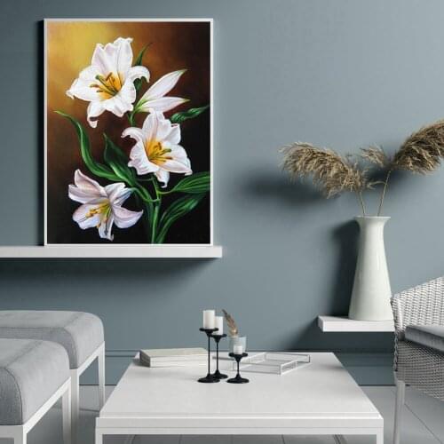 5D DIY Full Round Drill Diamond Painting Flower Cross Stitch Mosaic Kit Plant Embroidery Rhinestone Picture Home Decor for Gifts