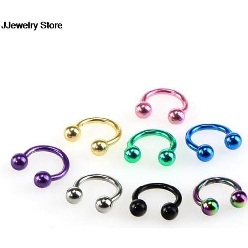 8 Pcs Colorful Steel Horseshoe Nose Septum Rings Ear Rings Body Piercing Nariz Jewelry Piercng 6 mm 8 mm 10 mm 3 Sizes available