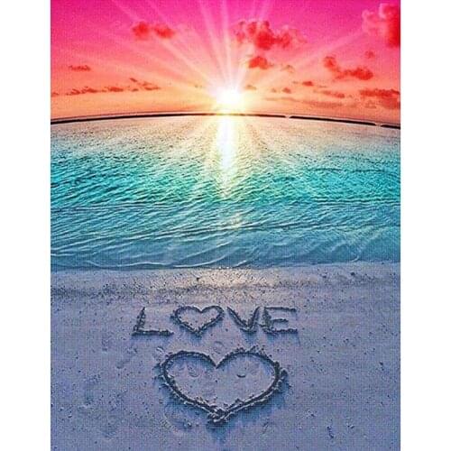 LZAIQIZG Needlework Diamond Embroidery Love The Beach Hot Sale 5D Diamond Painting mosaic Picture Handmade Rhinestone Home Decor