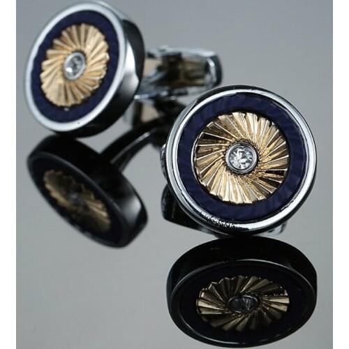 Free shipping, new gold round cufflinks mens shirt cufflinks senior designer elaborately designed wedding shirt buttons