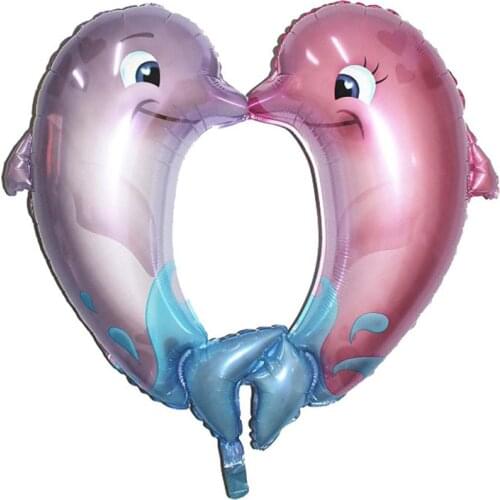 Large 40*40 cm Cartoon Quality kiss Dolphin Aluminum Balloon Wedding Party Decoration Supplies Aluminum Foil Balloon