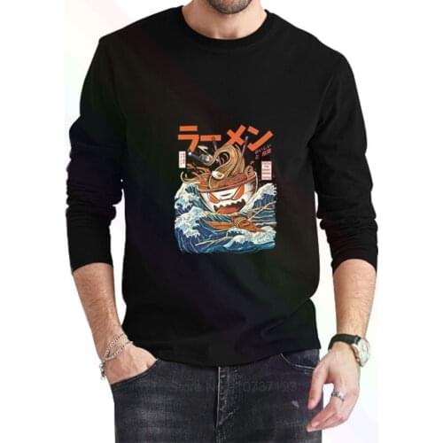 The Great Ramen off Kanagawa Logo Classic T-Shirt 2021 Newest Summer Mens Long Sleeve Popular Tees Shirt Tops Novel Unisex