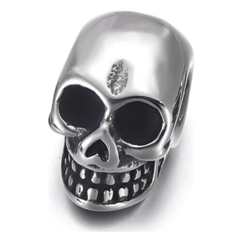 Stainless Steel Skull Bead Polished 4mm Large Hole Beads Metal Charms DIY Bracelet Jewelry Making Accessories