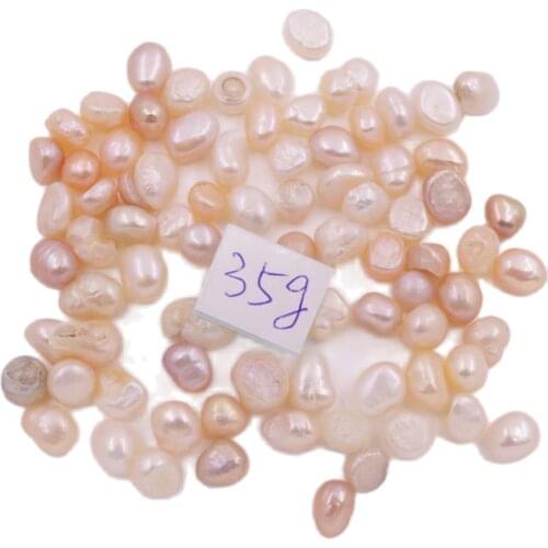 35g 6mm-9mm Natural White Pink Purple Baroque Pearl Stone Loose Beads No Hole