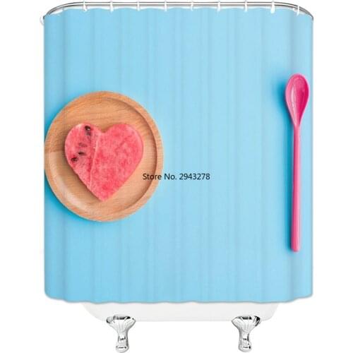 Personality Funny Fruit Watermelon Beach Printed Shower Curtain waterproof Bath Bathroom Shower Curtains 12 pcs Hooks