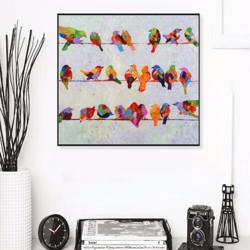 A Birds On Wire Oil Artwork Posters and Prints Wall art Decorative Picture Canvas Painting For Living Room Home Decor Unframed