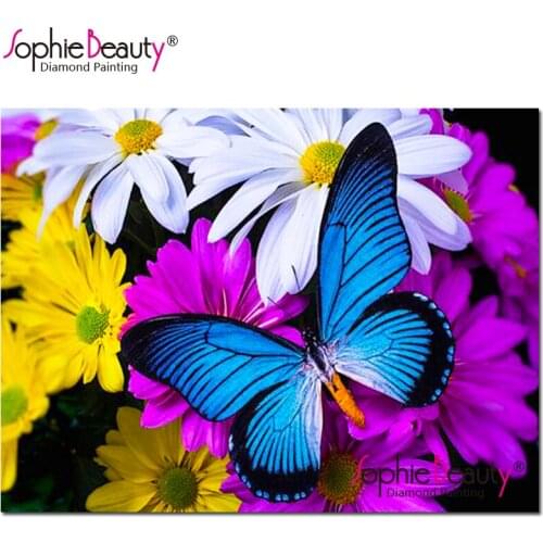 Sophie Beauty Diy Diamond Paintings Beautiful Flower Butterfly Diamond Pattern rhinestones Pictures Diamond Mosaic Crafts 190731