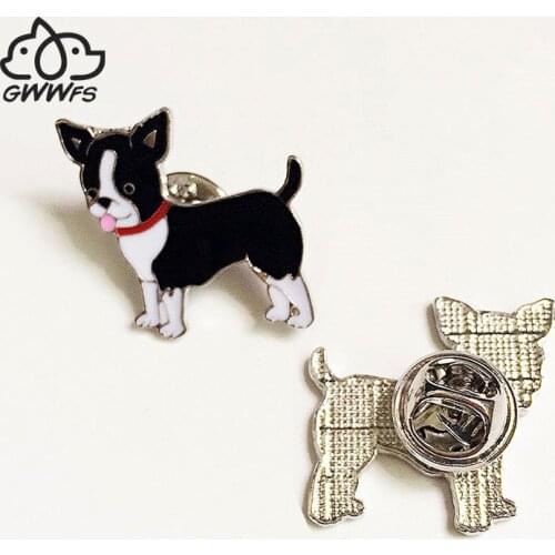 Chihuahua dog brooches for women girls men silver color metal alloy animal male female dog brooch pins party clothes jewelry