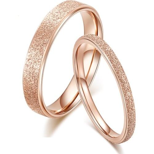 Korean 2019 Scrub Ring Women Men Rose Gold Silver Color Couple Tail Rings For Anniversary Wedding Trendy Jewelry