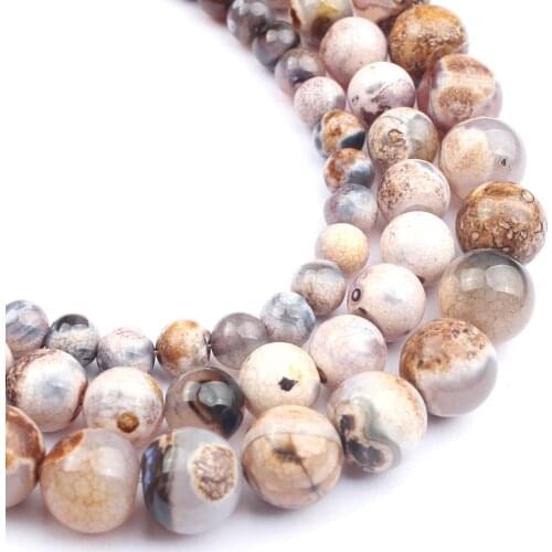 Natural Brown Fire Agates Stone Round Beads For Jewelry Making Spacer Loose Beads 6 8 10 mm Diy Bracelet Necklace 15" Strands