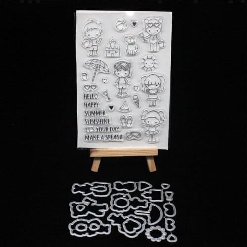 Hello Summer Metal Cutting Dies or Stamp for DIY Scrapbooking/photo album Decorative Embossing DIY Paper Cards