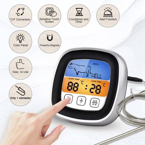 Instant Read Meat Thermometer 42” Probe Digital Timer Grill Oven Kitchen Thermomet for Cooking BBQ Food Smoker Kitchen Tools