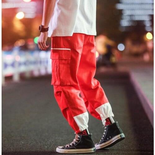 Personality fashion Big pocket pants mens feet trousers pantalones hombre cargo harem pants for men pantalon homme summer