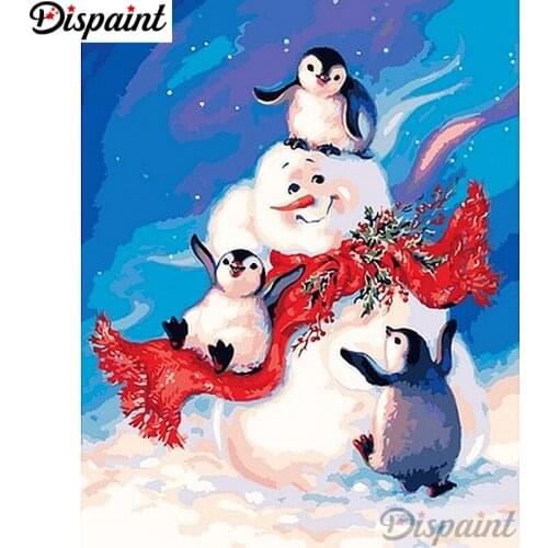 Dispaint Full Square/Round Drill 5D DIY Diamond Painting "Snowman penguin" Embroidery Cross Stitch 3D Home Decor A12134
