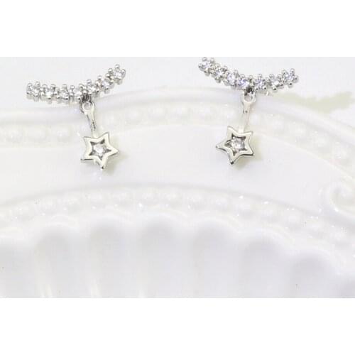 New Luxury Cubic Zircon Star Ear Crawlers Earrings for Women White Crystal Ear Climbers Earrings Party Accessories Jewelry Gifts