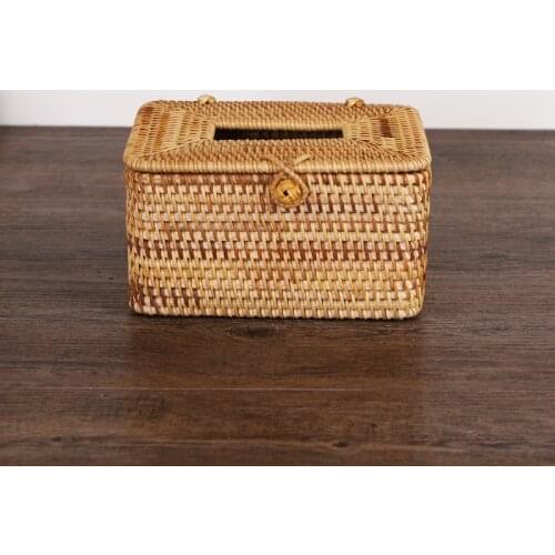 Wicker tissue storage box creative cane makes up tissue boxes organizer napkin holder case paper rattan storage box container