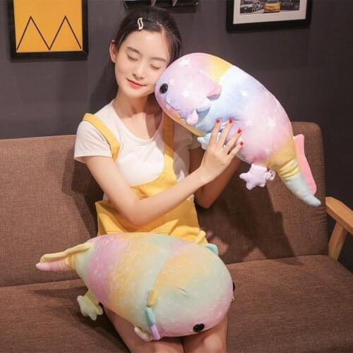 1pc 37/46/58cm Colorful Plush Dinosaur Fish Plush Toys Stuffed Down Cotton Giant Salamander Toy Doll for Kids Soft Pilllows