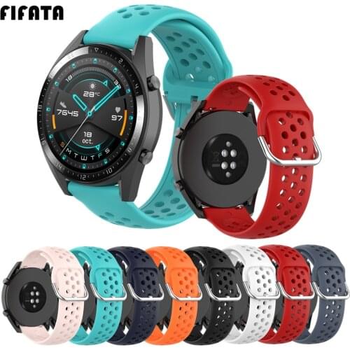 FIFATA 20MM 22MM Colorful Breathable Silicone Watch Strap For Huami Amazfit GTS/GTR 47MM Smart Watch Wristband For Huawei GT 2e
