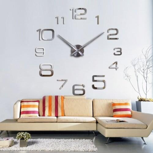 Modern DIY Interior Roman Wall Clock High Quality Wall Clock 3D Sticker Home Mirror Effect 3D Self Adhesive Wall Watch Stickers