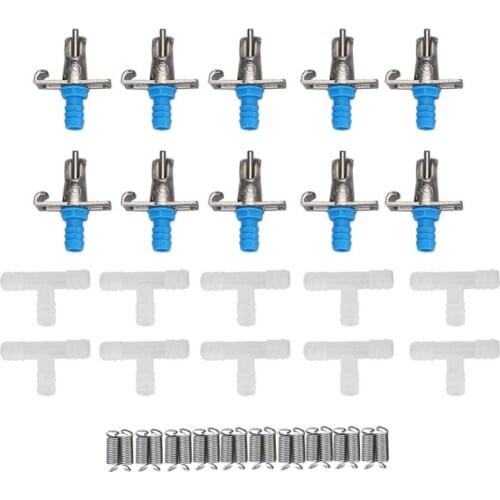 TINGHAO 10PCS Rabbit Water Drinker Poultry Feeder Tools Water Drinking Trough Waterer with 20PCS Springs and 10PCS T Pipes