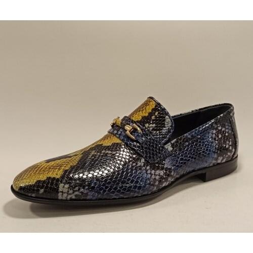 Luxury Men Loafers Shoes Snake Skin Print Classic Style Genuine Leather Italian Mold Pointed Toe Slip On Formal Bussiness Dress