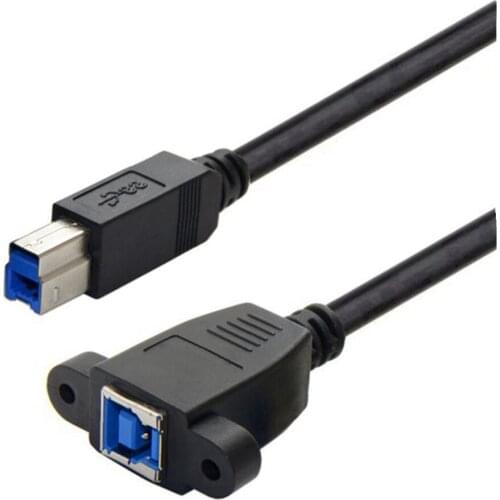 USB 3.0 B male To female Extension Cable with Panel Mount black color 0.5m