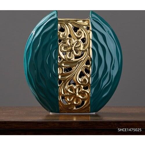 Flower vase home decoration decorative vases ceramic tabletop decor Ceramic hollow out vase ornaments Living room decoration