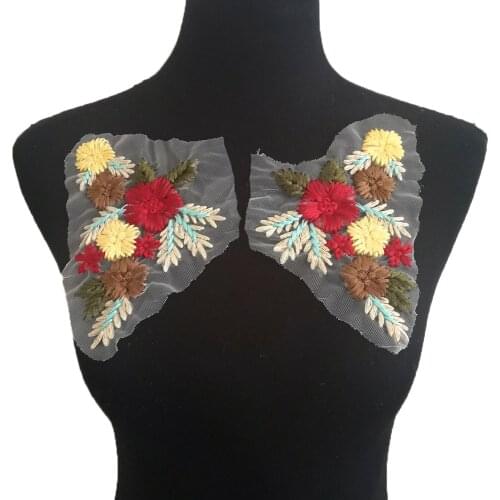 Female chest colorful applique embroidery lace garment fabric sewing DIY craft supplies material accessories 1 pair for sale