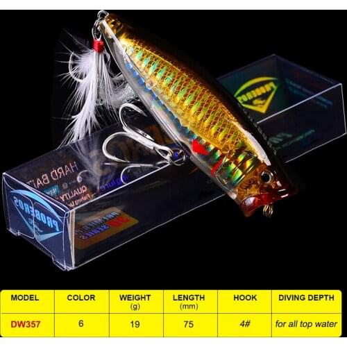 1PC Plastic Hard Fishing Lures with 4# Hook Fishing Tackle 8.5cm-3.35"/19.5g-0.69oz 6 color Fishing Baits