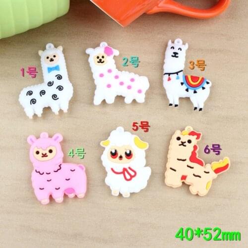 10pcs 52*40MM Lamb sheep DIY silicone llamas Alpaca charms material cartoon animal Keychain pendant DIY jewelry making ornament