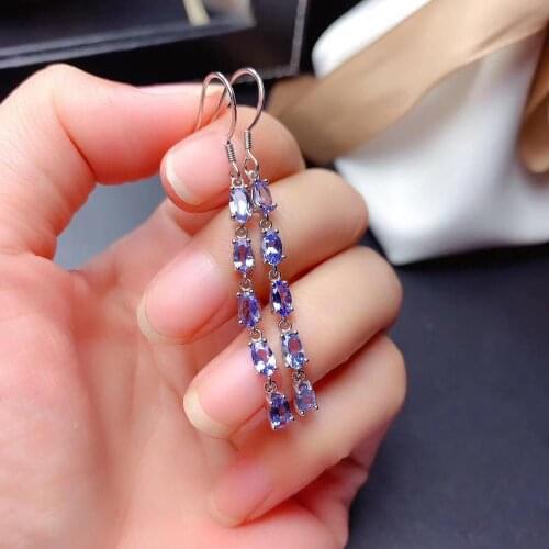 100% New Coming Natural and Real Tanzanite earring 25 sterling silver Earring Fashion Earring