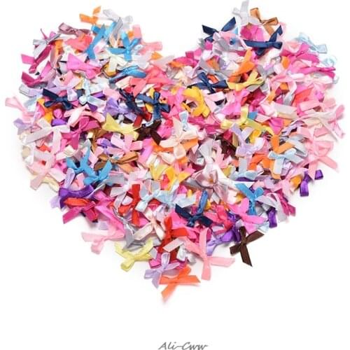 100pcs Mini Satin Ribbon Flowers Bows Gift DIY Craft Wedding Decoration